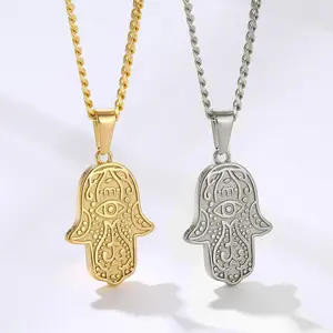 Fatima Hamsa Pendant 26mm Stainless Steel Women's Jewelry