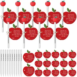 25 Sets Appreciation Ballpoint Pens Inspirational Cute Apple Pens with Greeting Cards  for Teachers Students Classroom Reward Gifts Stationery Supplies Employee Appreciation Gift