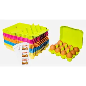 40 Pack Colored Egg Cartons - Reusable Natural Paper Pulp Vintage 3x4 Holders, Holds 12 Large Eggs for Farmers Market and Easter Eggs Basket