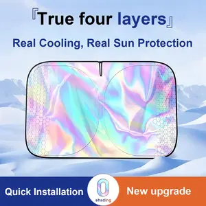 Foldable Anti-UV Windshield Sunshade Multipurpose Car Front Window Heat Protective Umbrella for Sedan SUVs Automotive Exterior Accessories for Men & Women Car Stuff Vehicle