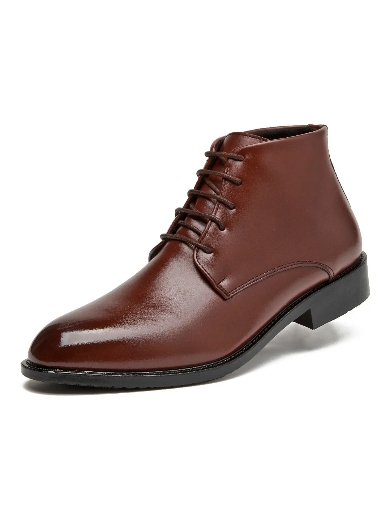 Men's Oxford Boots High-Top Business Shoes, Casual Leather Walking Footwear, All Seasons Outdoor Wear, Stylish Derby Shoe Design, Leather Ankle Boot