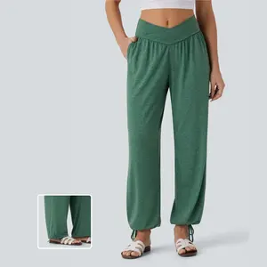 Halara Crossover High Waisted Side Pocket Drawstring Casual Joggers