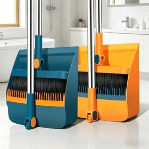 2pcs Long Handle Broom & Dustpan Set – Rotatable Floor Sweeper for Bathroom, Home,  Kitchen, Wood Floor & Pet Hair Cleaning