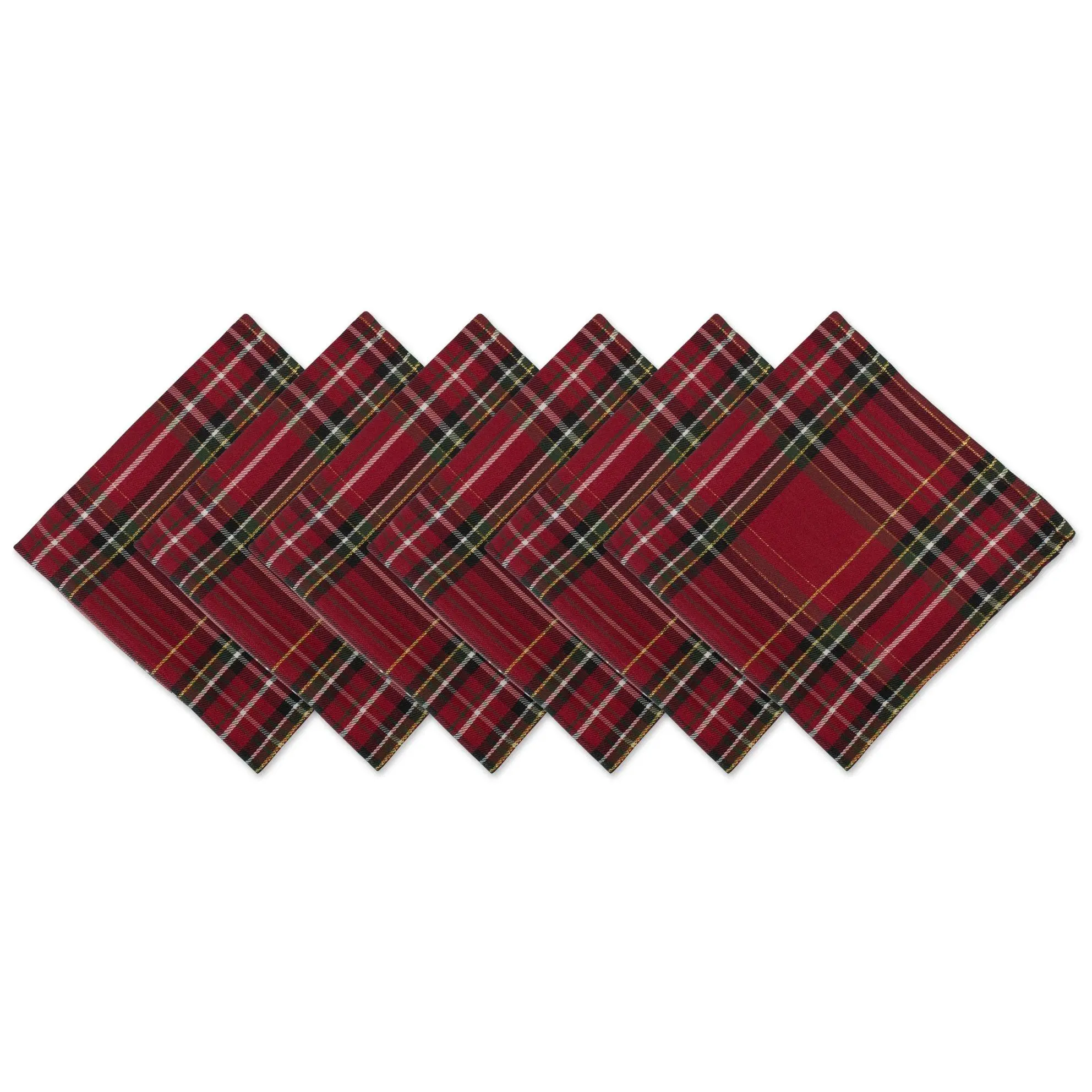 Design Imports Set/6 Holiday Metallic Plaid Napkins