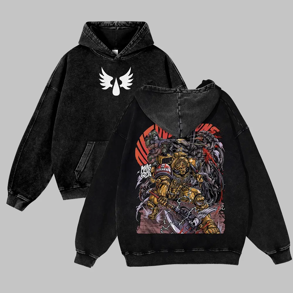 Warhammer 40k  Unisex FallFreshness outfits men streetwear 80s 90s graphic tees cotton Anime Game funny 380G Washed Hoodies men gifts