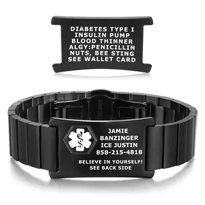 Custom Engraved Adjustable Easy-to-Wear Medical ID Bracelet for Men and Women