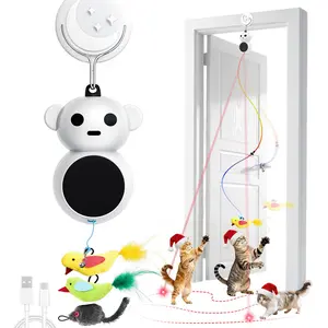 CatPick 360 ° Cat Laser Interactive Toy Automatic Rotation Indoor Electric Bird Feather Magic Stick Toy with Automatic Continuous Entertainment