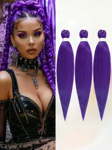 Pre-Stretched Braiding Hair Strands 26 Inches, 3 Bundles Yaki Synthetic Easy Perm, Soft Knot Texture, Kpop Ideal for Braids and Box Braids, Hair Pieces