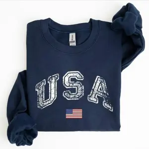Vintage USA, Retro Flag, America Sweatshirt, Women's Crew Neck, Crewneck
