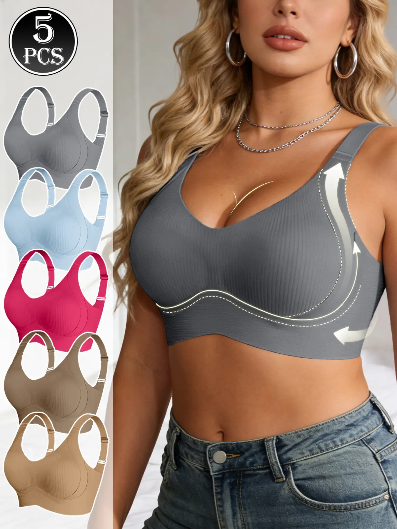 Multi-Pack Invisible Push-Up Sports Bras, Daily Wear, Home & Commute, Comfortable Fit, Ideal for All-Day Use, Perfect for Active Lifestyles