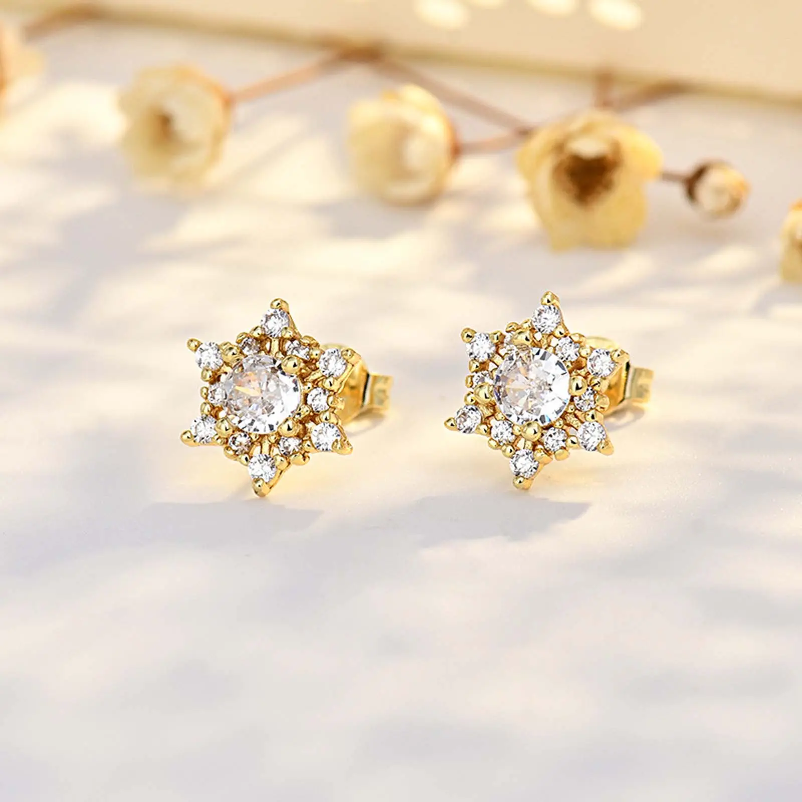 Women's Hypoallergenic Snowflake Zircon Stud Earrings, Versatile Daily Accessory, Ideal Springtok Couple Gift, Hypoallergenic Earrings