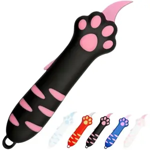 Cat Paw Box Cutter, 2026 New Retractable Cat Claw Knife Cute Cat Box Paper CutterPortable Cat Retractable Knife (black)