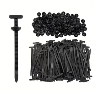 150pcs Nylon Universal Cable Tie Clips, Automotive Zipper-Type Fasteners, T-Type Cable Tie Button Fixing Tool, Car Plastic Rivet Push Pins, Car Body Trim, Bumper Retainers, Fender Liner, Door Panel Clips, DIY Repair Fastener Kit