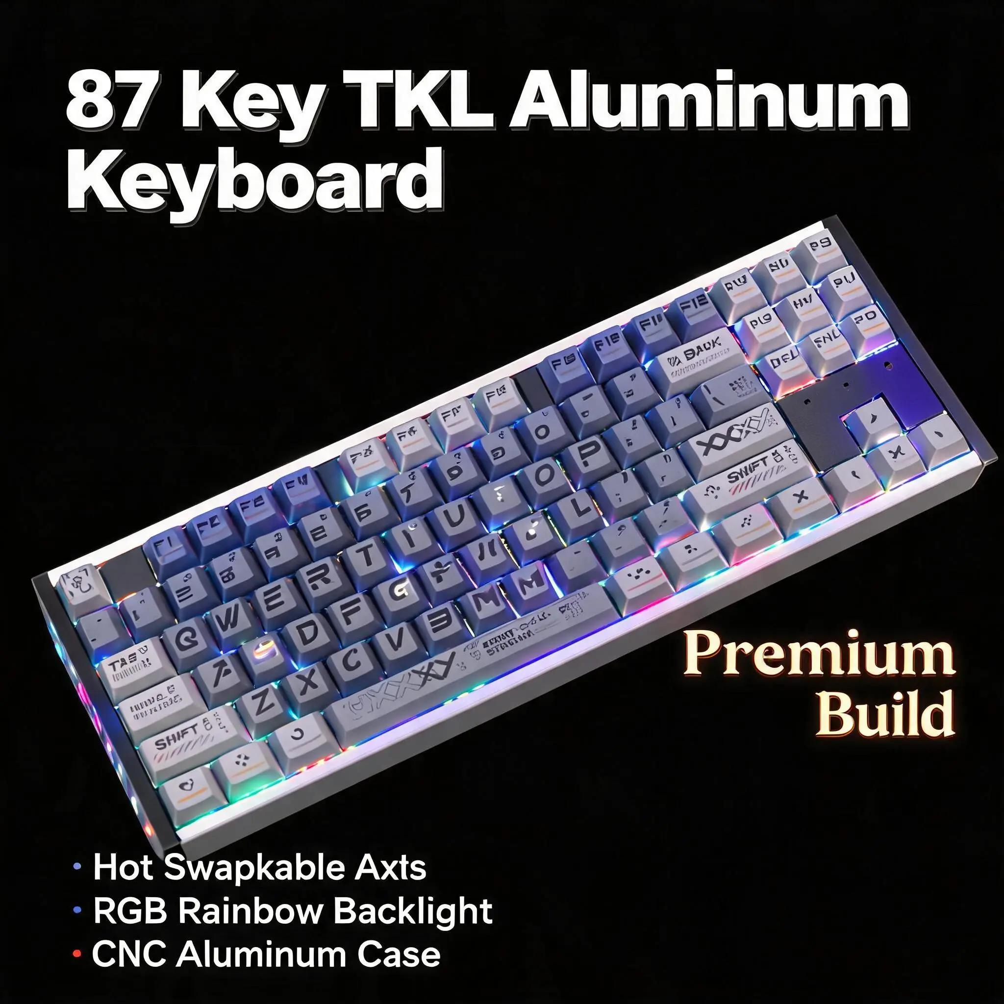 Premium CNC Full Aluminum 87 Keys TKL Mechanical Keyboard, Hot Swappable Wired Gaming Keyboard with Creamy Thocky Mahjong Sound, 80M Keystroke Linear Switches, Programmable Driver, Keyboard Asmr, Mechanical Mech Keyboards