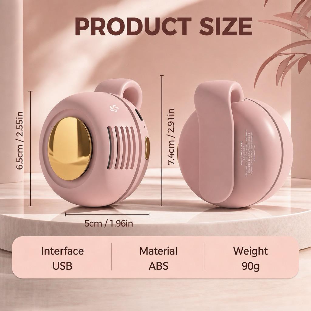 Portable Silent Mini Bladeless Electric Fan,Adjustable 3-speed Suspended Waist Fans,Phone Cooling Fan,Personal Fan,Rotating BodyFan Suitable for Outdoor Travel,fathersdaygift,rechargeable personal fan,handheld turbo fan,Perfect Gift
