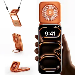mini life Portable Handheld Fan Magnetic Mini Fan for iPhone with Aluminum Desktop Stand, 3 Speeds Rechargeable USB-C Personal Fan, Quiet Travel Fan for Outdoor Summer