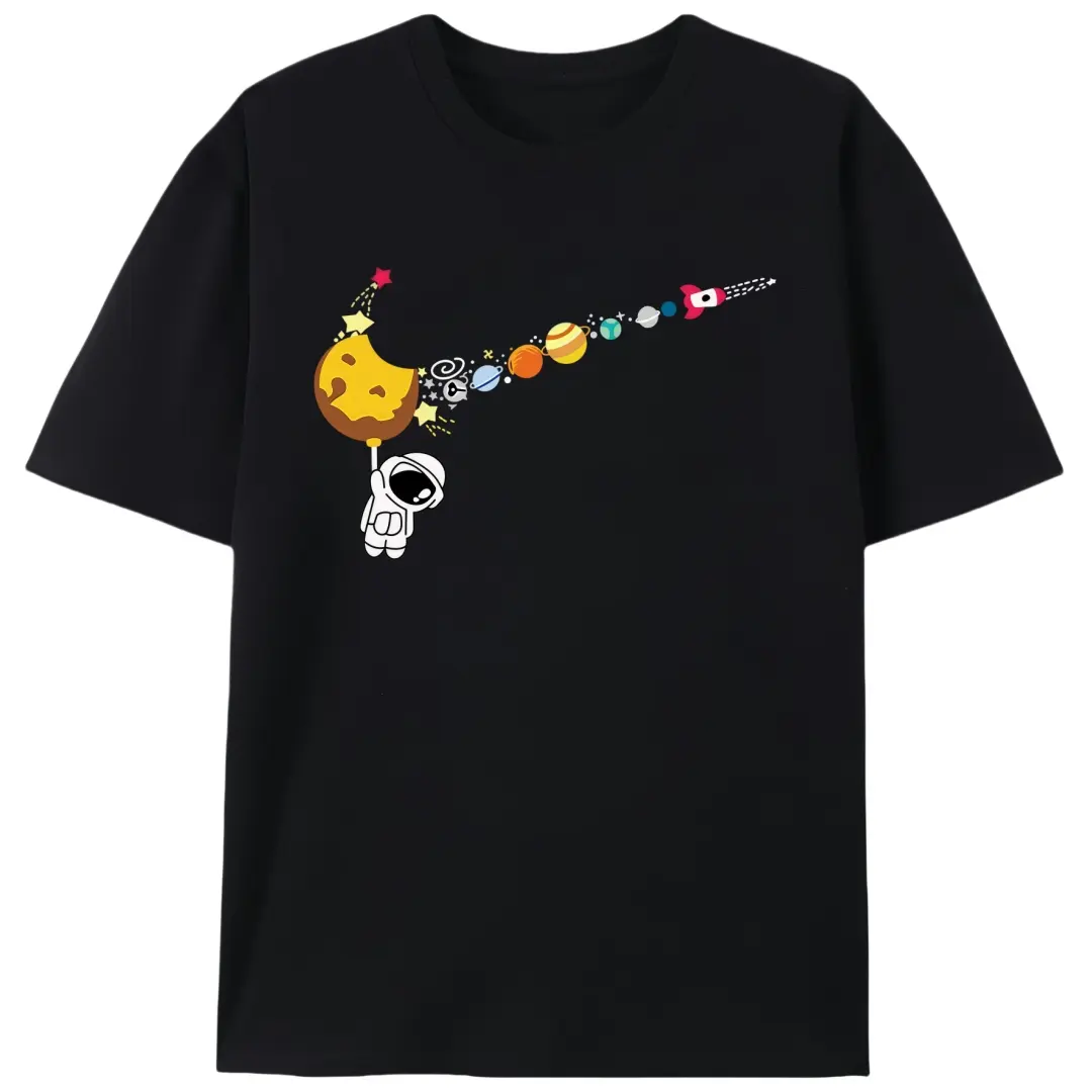 Men's Short-Sleeve Cute Cotton T-Shirt, Funny Graphic Astronaut Tee for Space Lovers, Funny Graphic Tees, Cute Cotton Tee