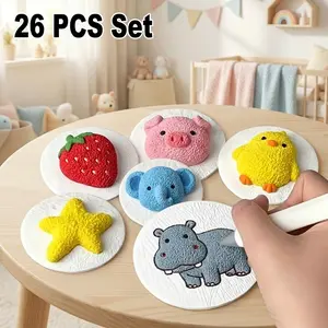 Magic 3D Foam Art Kit - 26 Pcs Texture Paper, 12 Acrylic Paint Markers, Texture Painting - Mess-Free DIY Craft Activity, Ideal Gift for Kids - tiktokshopspringglowup