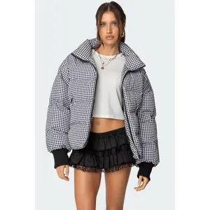 Oversized Gingham Puffer