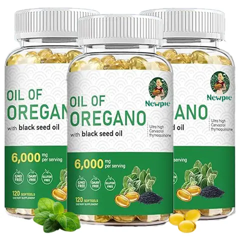 Oregano Oil  6000 mg (per serving), Retains High Concentrated Carvacrol & Thymoquinone, Non-GMO, Gluten Free, 120 Count