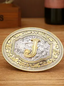 Western Cowboy 26 Letter Vintage Solid Buckle for Men and Women, Smooth Buckle Fits 3.8mm Belt, Easy-To-Use Loop, All Seasons Street Style