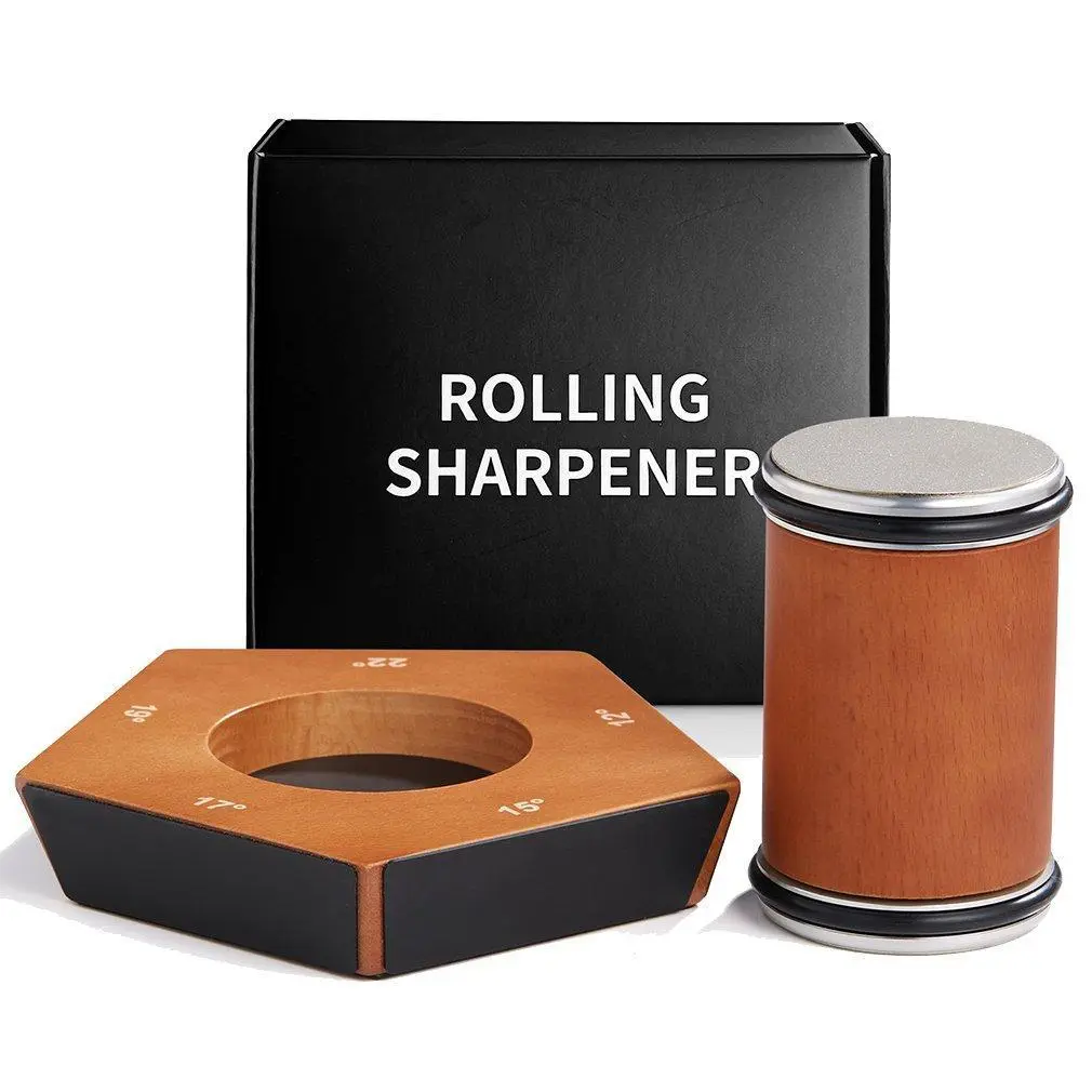 Manual Rolling Knife Sharpener Kit Kitchen Family Home Set: Premium Manual Knife Sharpener - 1 Set of Stainless Steel Knives Sharpener with Accessory Grinding Disc for Effortless Knifesharpening