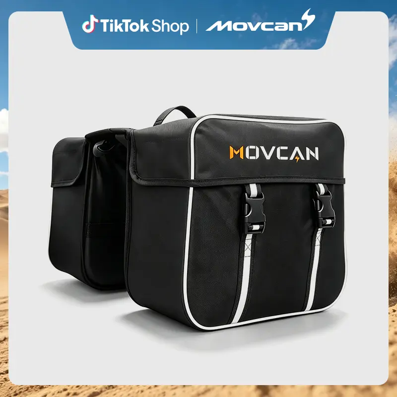 Movcan V80/EB60 Electric Bike Rear Rack Saddlebag, Large Capacity Water-Resistant Rectangular Bikes Pannier with Sleek Design, Easy to Attach, No Extra Tools Needed, Black, Rear Rack Bag