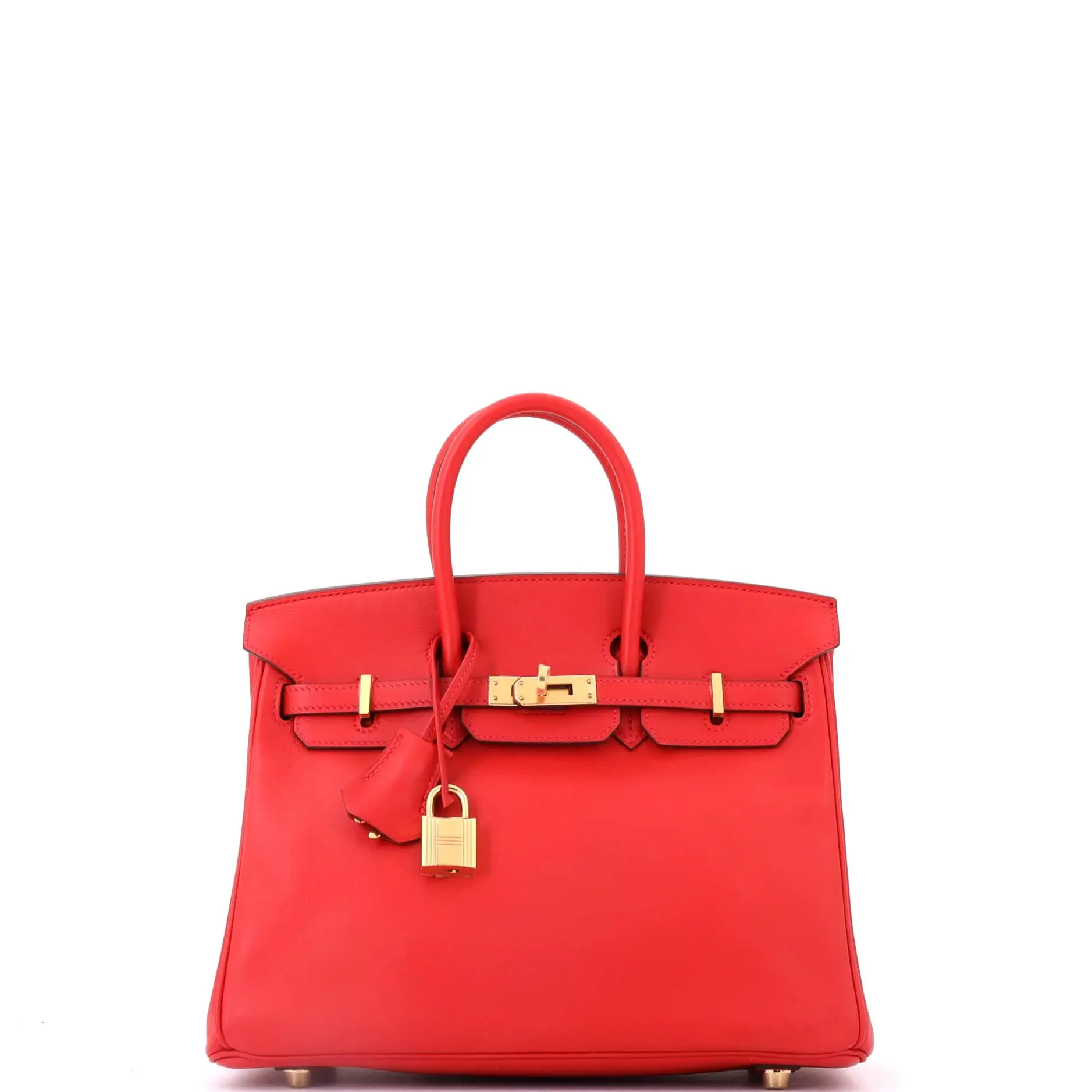 Pre-owned HERMÈS Leather Tote bags REBAG Hermes Birkin Handbag Rouge Tomate Swift with Palladium Hardware 25 by Rebag