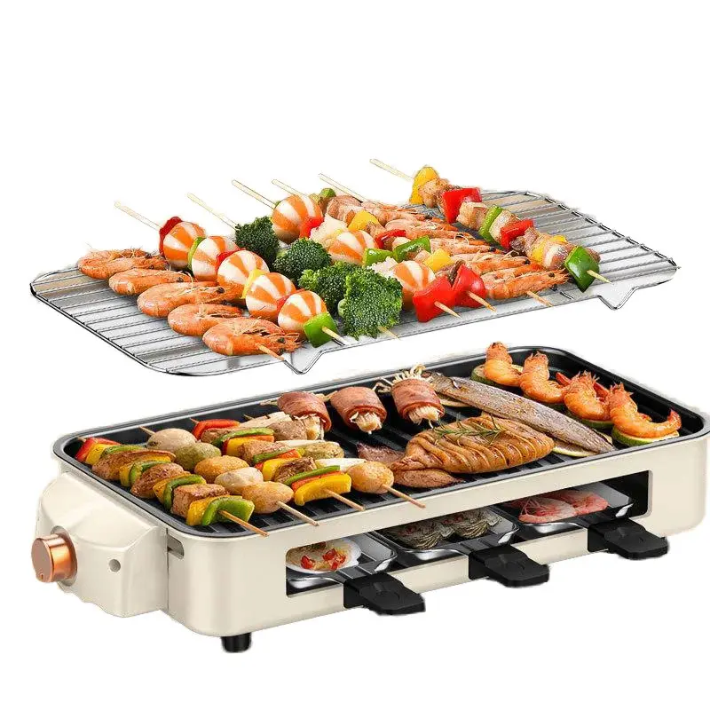 Factory Wholesale Portable Barbecue Grill (38.4*20.6cm) - Smokeless Electric Non-Stick Griddle Grill, Detachable Stainless Steel Stove for Outdoor Camping, Garage Use, All-Purpose Grilling