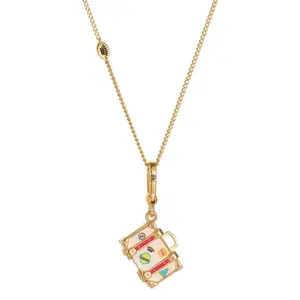 Retro Suitcase Surprise Locket, Openable Travel Trunk Charm, DIY Multi-use Bag Pendant & Necklace, 18K Gold Plated Brass, Aesthetic Vacation Accessory, Purse Accessories summervibes