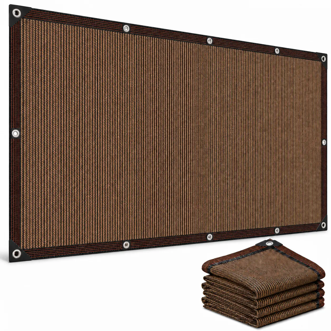 90% Shade Cloth for Outdoor Use (Brown) -3.3×9.8FT / 6.6×9.8FT / 9.8×14.8FT UV Resistant Sun Shade Net with Reinforced Eyelets, Heavy Duty Mesh Tarp for Patio, Pergola, Garden, Camping, RV & Greenhouse