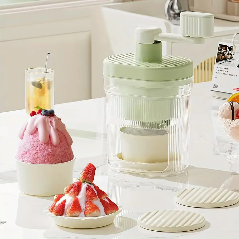Shaved Ice Mini Snow Cone Machine, Portable Countertop Ice Shaver with No Slip Base, No Electricity Needed, Ice Cup Included, Lightweight, Stainless Steel Blade