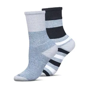 Memoi Unisex Multi-Stripe Full Cushion Crew Sock Set - 2 Pair