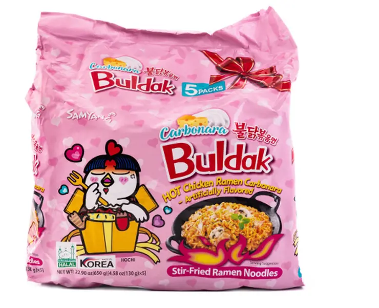 Samyang Buldak Ramen Carbonara Hot Chicken Flavor 4.58 oz*5 each samyang  ramen Korean Carbonara buk dakra