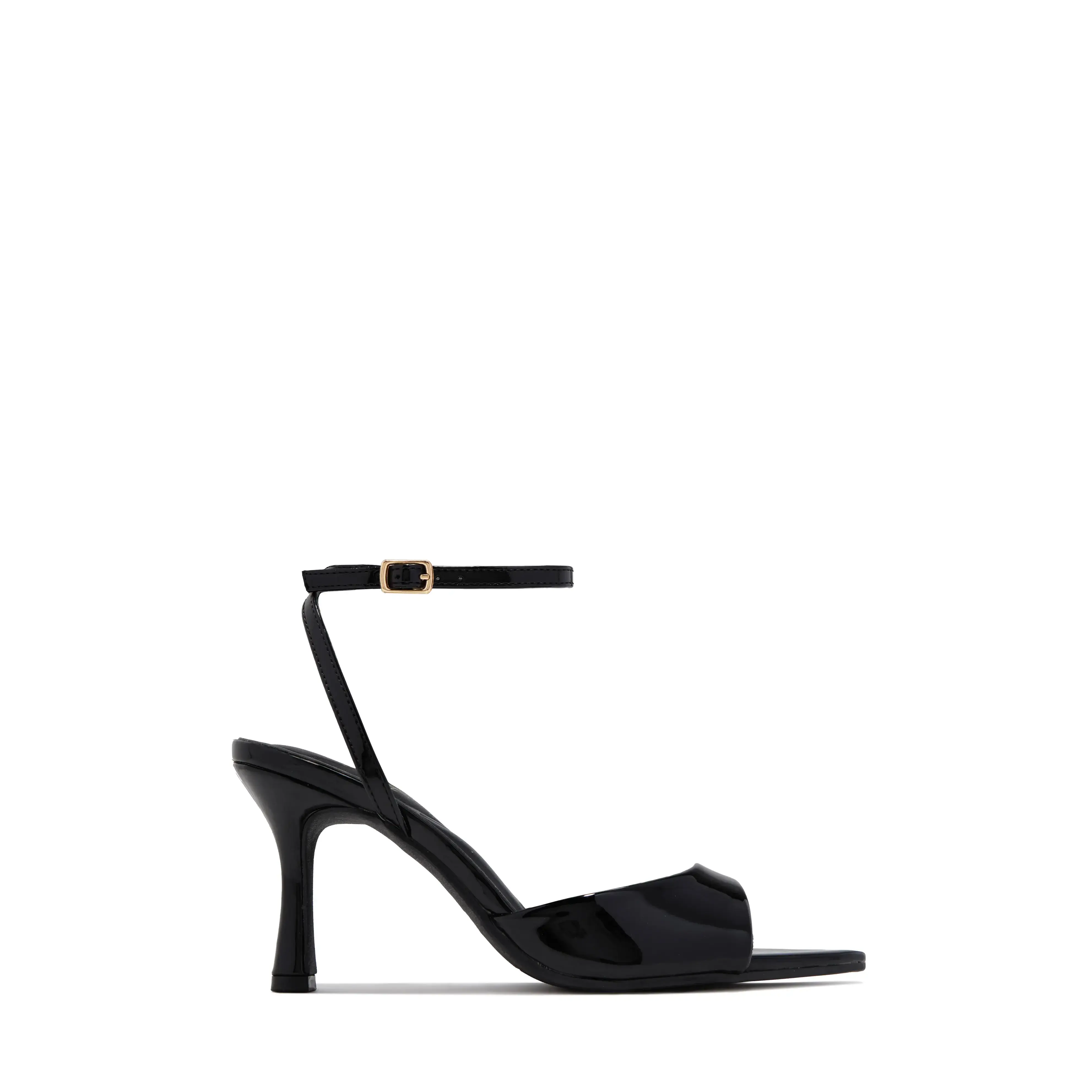 Melissa Ankle Strap Single Sole Heels - Black PAT