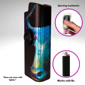 FLKR LYTR: Taurus Fidget Spinner Case for Bic Lighters High-Quality Polypropylene Body Durable Matte Finish Accessory