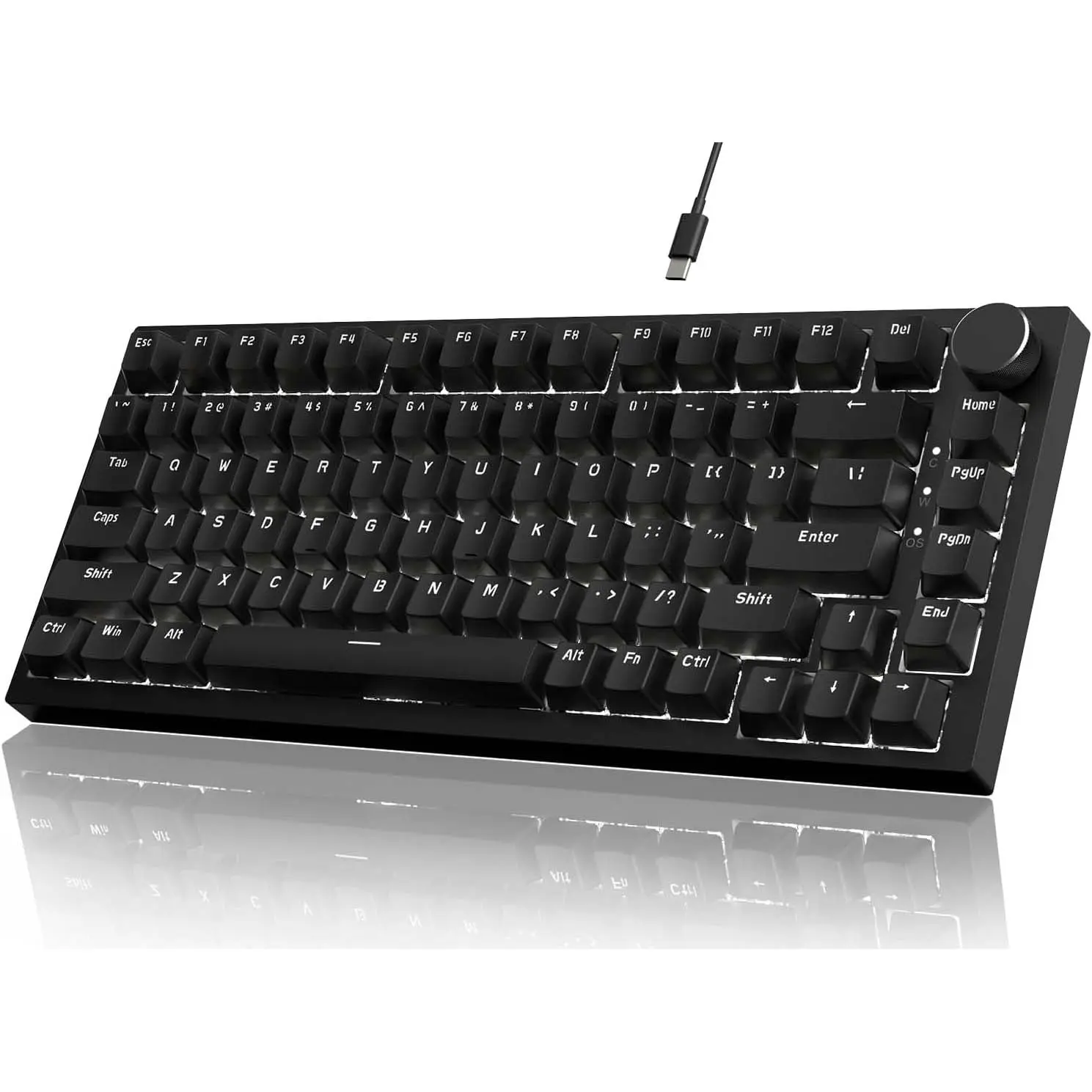 ATTACK SHARK Ajazz AK820 Mechanical Gaming Keyboard with Knob 75% Hot Swappable Type-C Wired Gasket 5-Layer Noise Absorbing Foam White LED Backlit NKRO Linear Red Switch for PC/Win/Mac creamy  Keyboards,summerwins,back to school,back to school shopping
