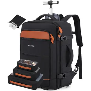 BAGSURE Rolling Backpack with Wheels 17.3 Inch Carry-On Laptop Backpack for Men Women Large Capacity Durable Travel Backpack Anti-Theft Features,summerwins,vacationoutfits,beachoutfits