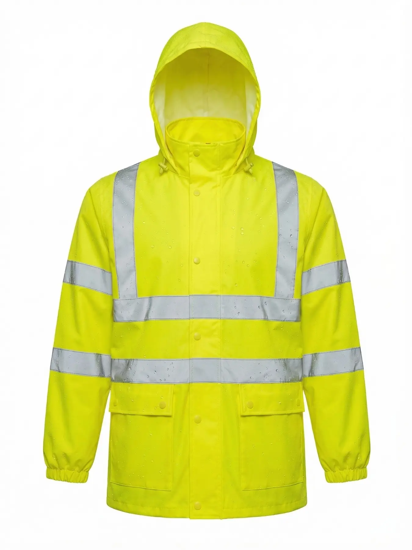 High Visibility Reflective Hooded Raincoat Jacket, Waterproof Windproof Rainproof Fabric, Drawstring Hood Foldable Design, Suitable for Transportation, Waterproof Clothes