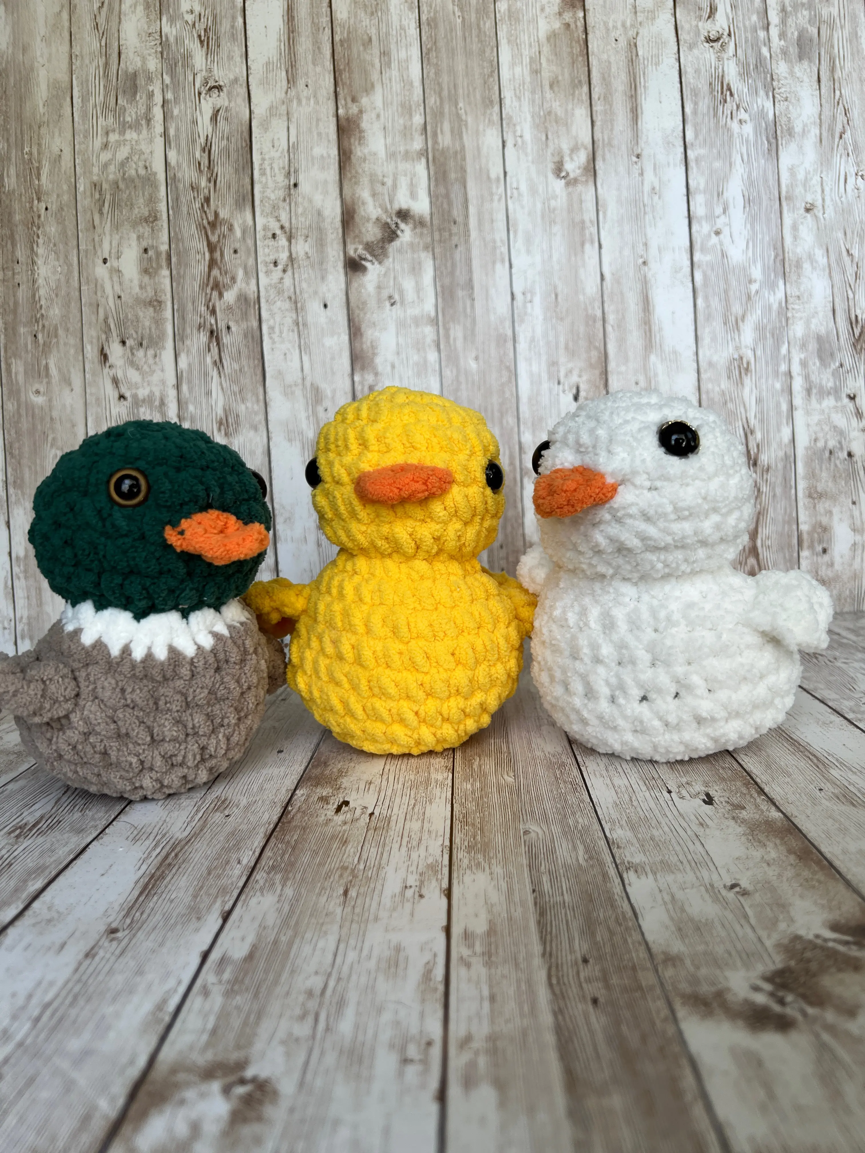 Finished Crocheted Duck - 3 variations - Yellow Duck, White Duck, Mallard Duck- Handmade Amigurumi