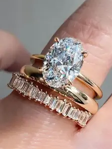 3 PCS /Set Simple Cubic Zirconia For Women Elegant Ring For Wedding Engagement Anniversary Party Band Jewelry Valentine's Day Gift Stacking Ring Set Stackable Wedding Promise Rings