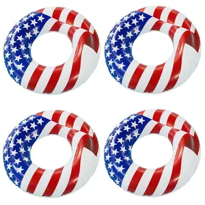 Swimline 36" Inflatable American Flag Swimming Pool and Lake Tube Float (4 Pack)