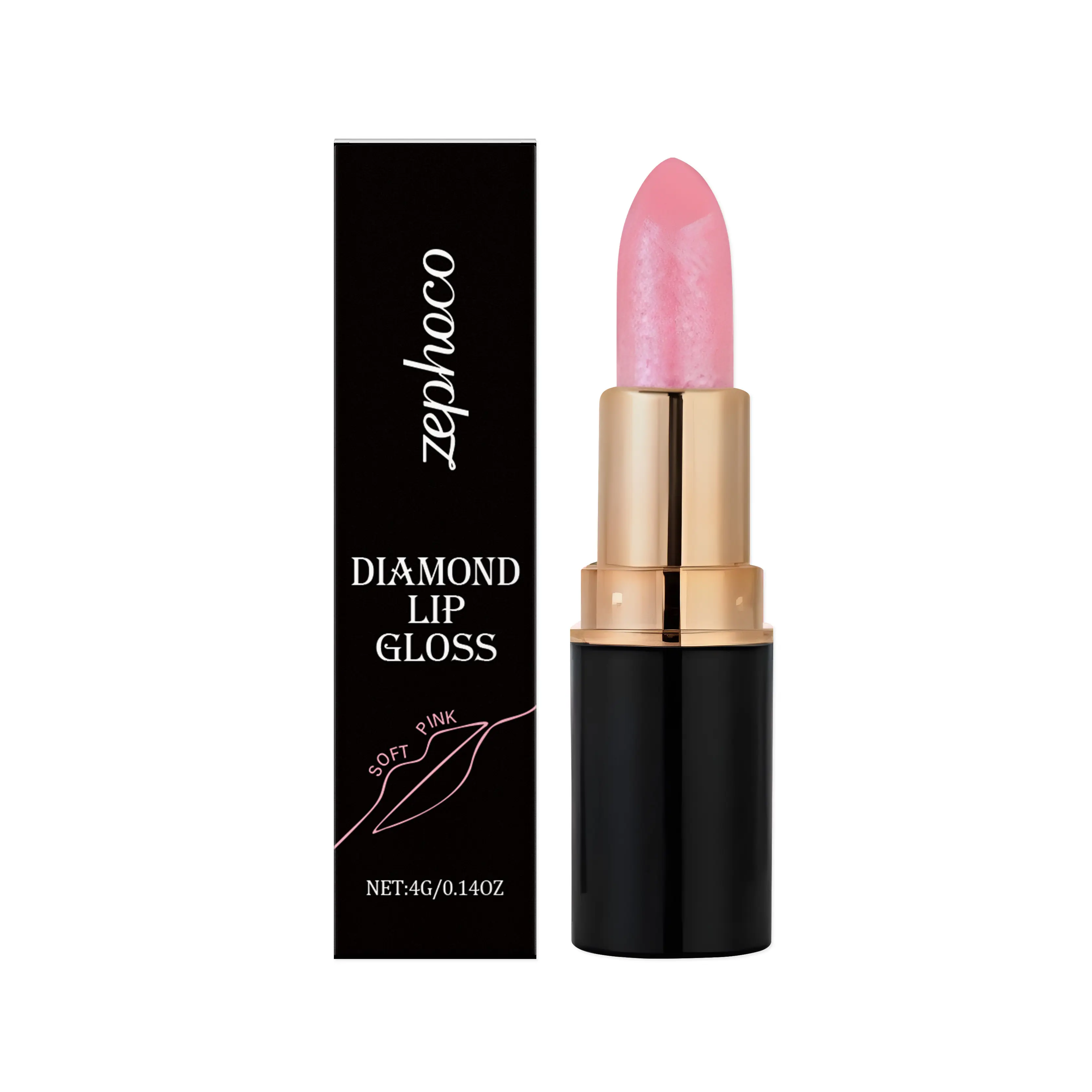 Zephoco Soft Pink Diamond Lip Color - Glitter Lipstick - Moisturizing, Smooth, Lustrous, Plump, and Long-lasting Lipstick