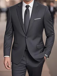 2pcs Classic Suit Set- Men's Formal Wear- High Quality, Comfortable Fit, Stylish Long Sleeve Jacket and Pants Combo for Weddings, Parties, Formal Events, Business Meetings, and Special Occasions