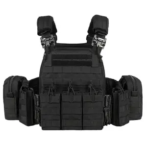 Yakeda VT-6031-5 QR Tactical Gear Weighted Plate Carrier Black Colete Tatico Military Training Vest with Multiple Pockets Square Neck Design for Enhanced Physical Training and Weight Distribution Support - Activewear