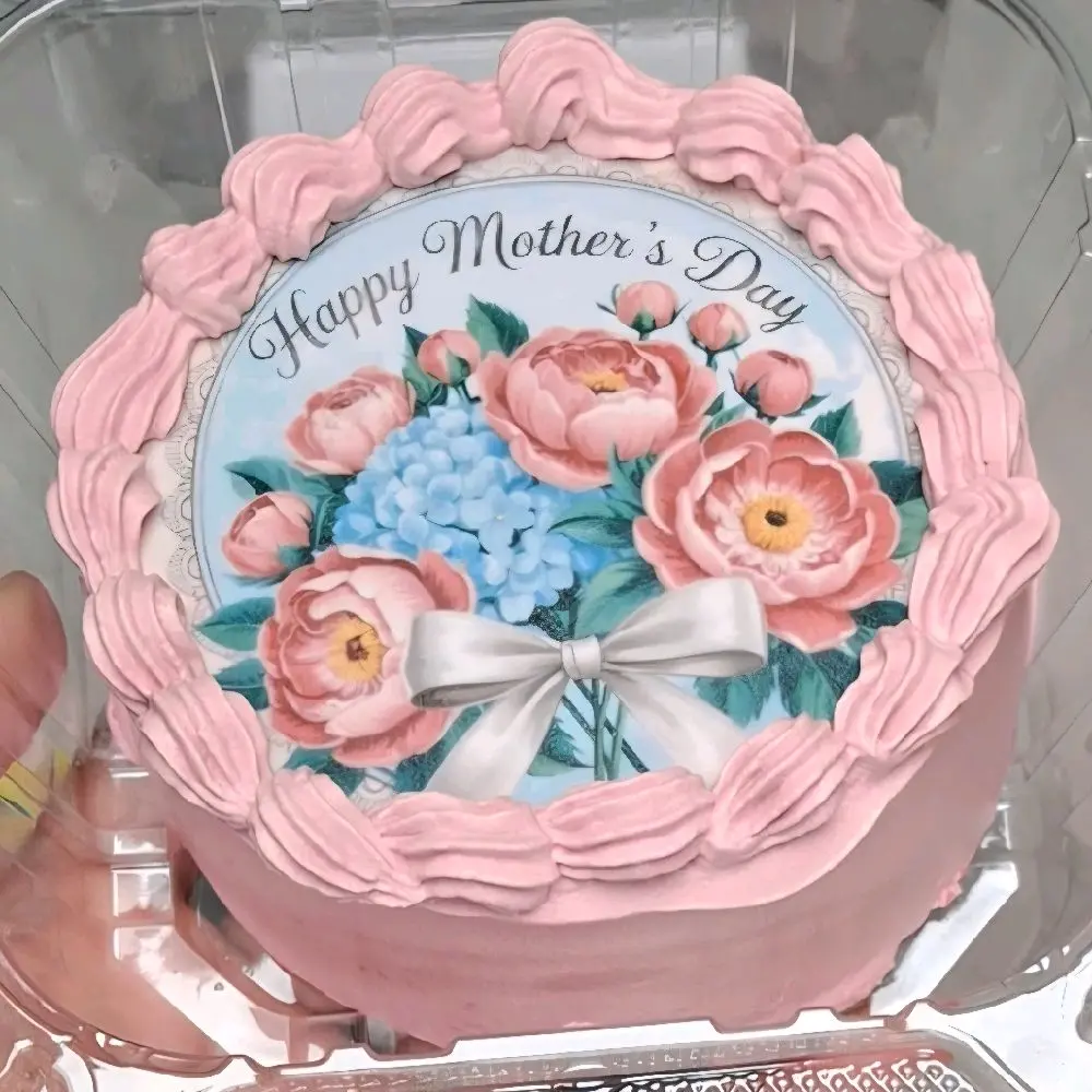 Custom Edible Sheet Cake Toppers, 3.4 in Round Personalized Decor for Mother’s Day, Customizable Image Accents for Unique Cake Designs