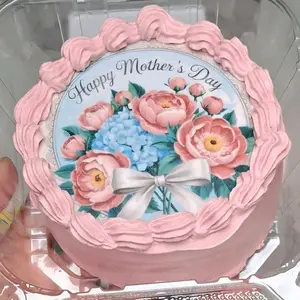 Custom Edible Sheets 3.4-Inch Round Image for Mothers Day Personalize Your Cakes with Customizable Designs Perfect for Unique Cake Creations