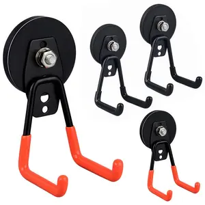 2-Pack Heavy Duty Garage Magnetic Hooks, Home Organizer Hook, Strong Storage Hooks with Non-Slip Coating for Pegboard & Shelf Hanging