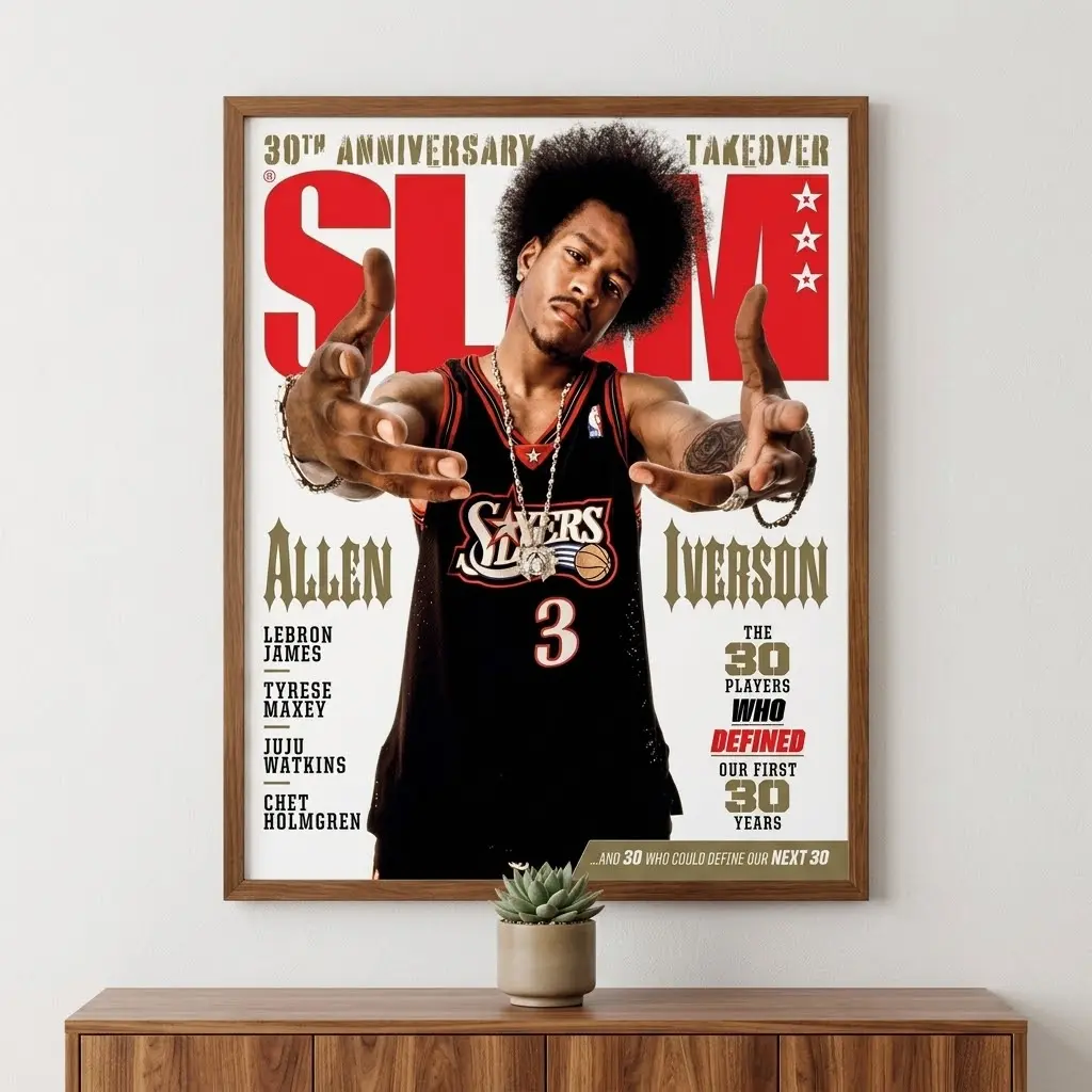 Allen Iverson SLAM Magazine Cover Poster No Frame, Basketball Wall Art, Vintage Sports Decor, Hip Hop Style Athlete Print, Fan Gift