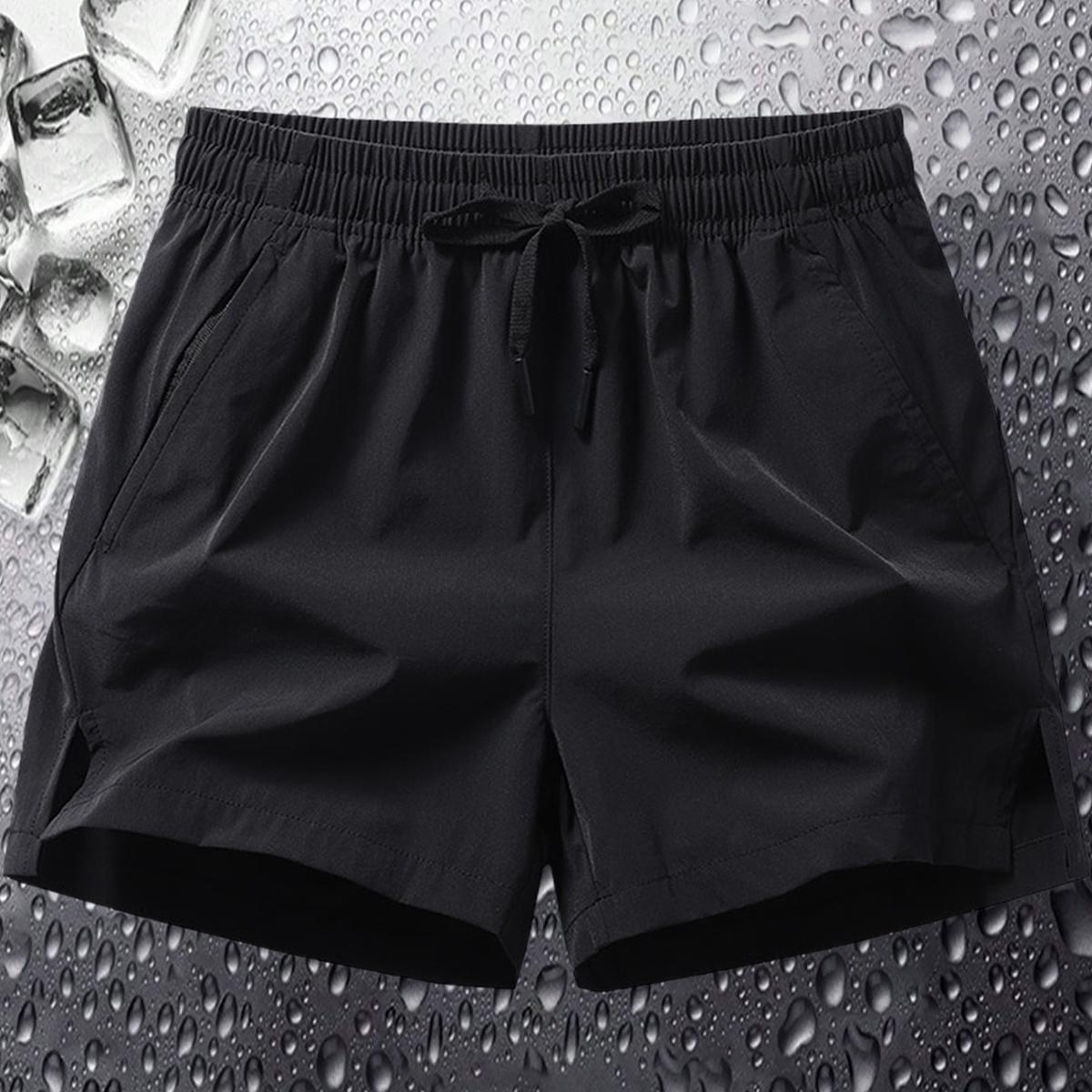 Men's Solid Color Shorts, Lightweight Breathable Summer Elastic Waist Shorts with Side Pockets, Comfy Basic Stretchy Casual Bottoms for Daily Wear, Outdoor, Gym, Running & Workout